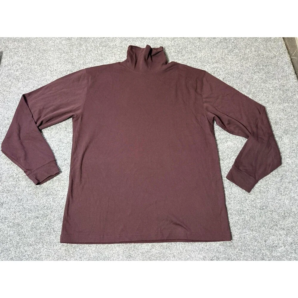 L.L. Bean Sweater Mens L Red Lightweight Turtleneck Cotton Blend Knit Pullover